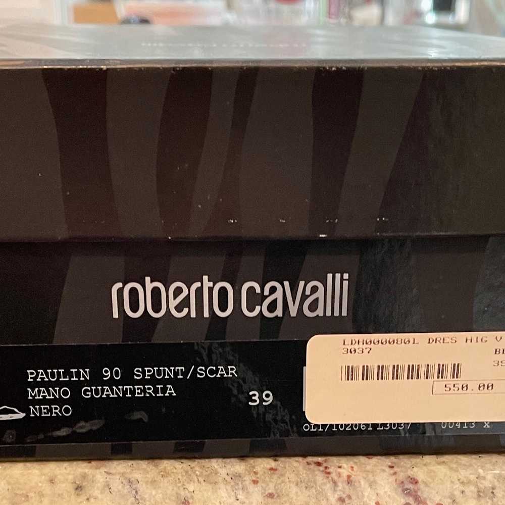 🖤Roberto Cavalli Black Stiletto Peep Toe Pump Heels 🖤 - Picture 8 of 9